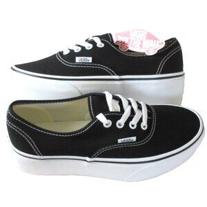 Vans Women's Authentic Stacked Canvas Black True White Platform Shoes Size 11.5
